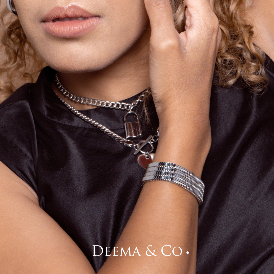 Sweatproof Water Safe Everyday Simple Bold Statement Jewellery Stainless Steel PVD Plating Snaca Textured Bracelet