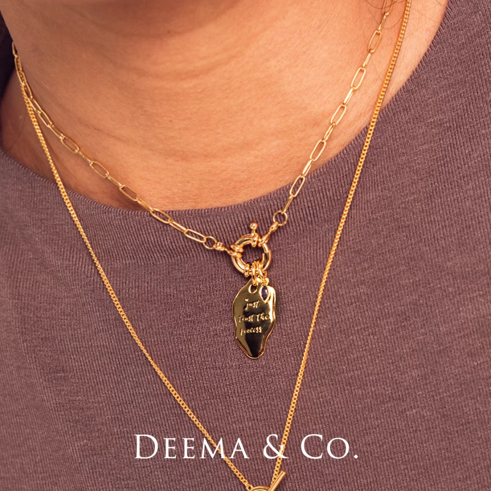 Hypoallergenic Water Safe 18K Gold PVD Plating Birthday Vacation Jewellery run your Own race OT Toggle Long Chain Necklace