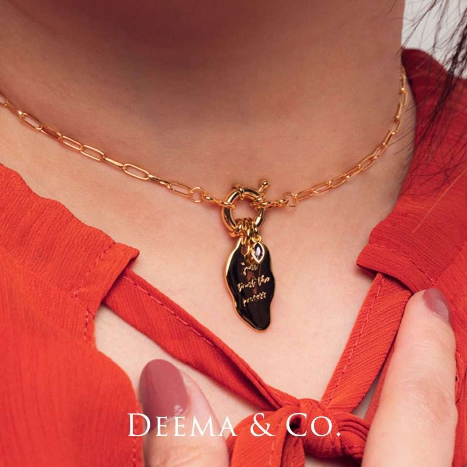 Hypoallergenic Water Safe 18K Gold PVD Plating Birthday Vacation Jewellery run your Own race OT Toggle Long Chain Necklace