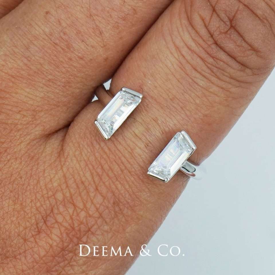 Sweatproof Water Safe Stainless Steel PVD Plating Anniversary Wedding Simple Unique Jewellery Diamond CZ Geometrika Ring