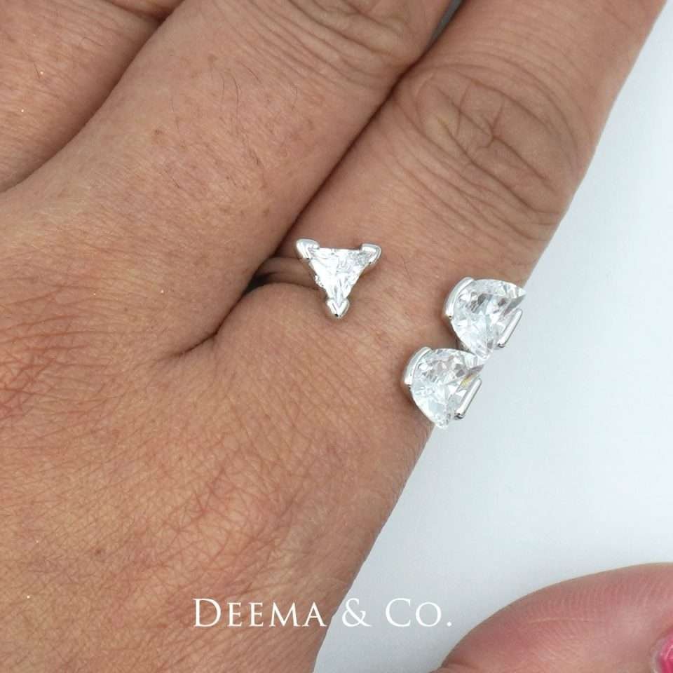 Sweatproof Water Safe Stainless Steel PVD Plating Anniversary Wedding Simple Unique Jewellery Diamond CZ Geometrika Ring