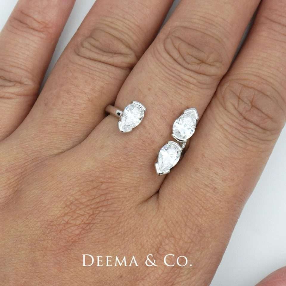 Sweatproof Water Safe Stainless Steel PVD Plating Anniversary Wedding Simple Unique Jewellery Diamond CZ Geometrika Ring