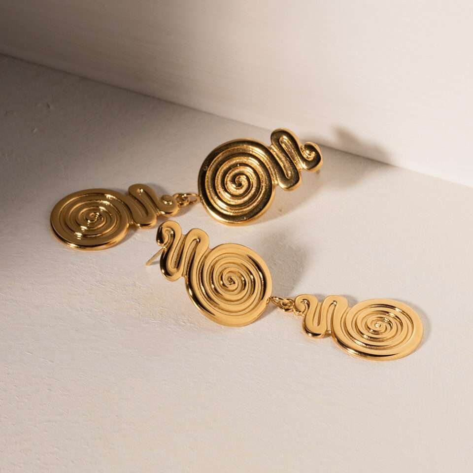 Tarnish Free Waterproof 18K Gold PVD Plating Everyday Birthday Statement Jewellery Elnaz Dangling Earrings