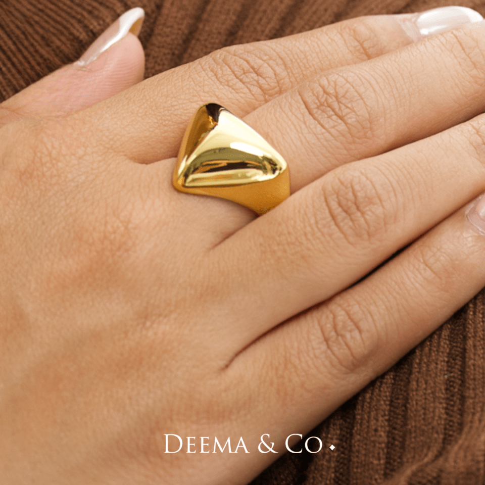 Hypoallergenic Water Safe 18K Gold PVD Plating Everyday Simple Unique Bold Statement Jewellery Chunky Ring