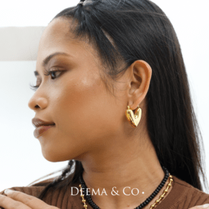 Hypoallergenic Water Safe 18K Gold PVD Plating Valentines Day Everyday Jewellery Heart Hoop Earrings