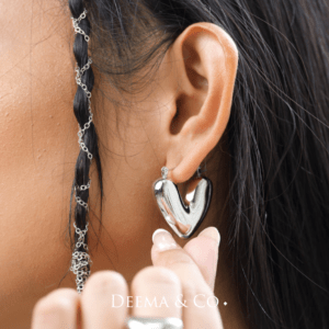 No Green Skin Showerproof Stainless Steel Everyday Simple Statement Jewellery Love Heart Hoop Earrings