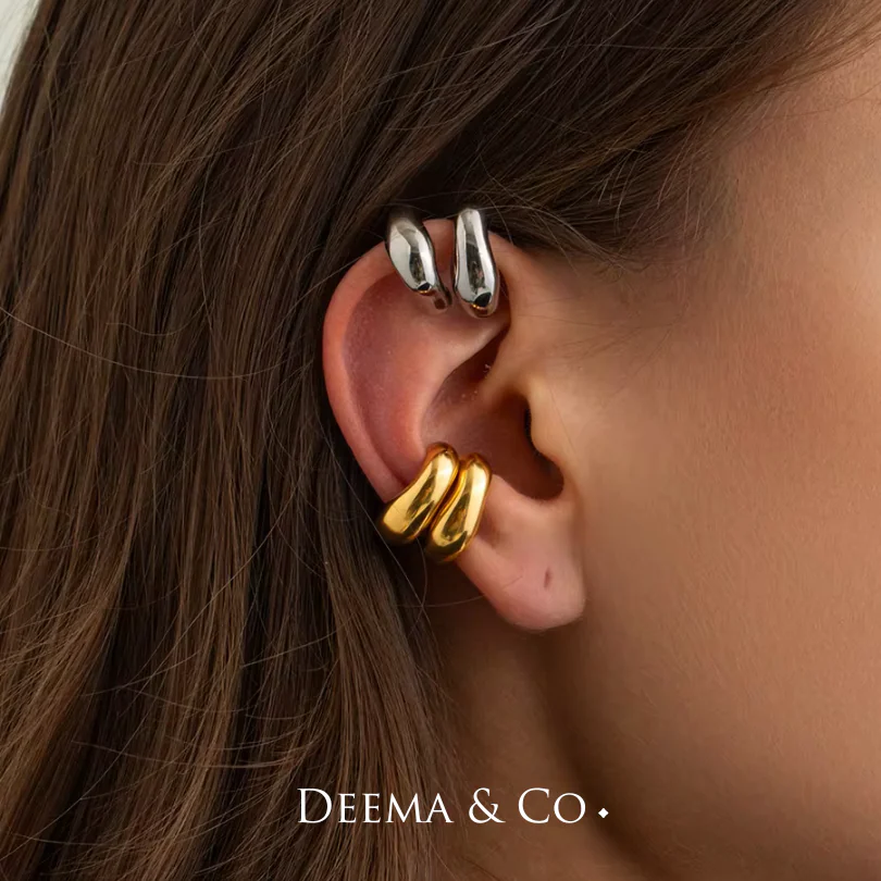 Tarnish Free Waterproof 18K Gold PVD Plating Everyday Jewellery Simple Wave Ear Cuff