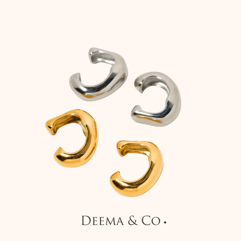 Tarnish Free Waterproof 18K Gold PVD Plating Everyday Jewellery Simple Wave Ear Cuff