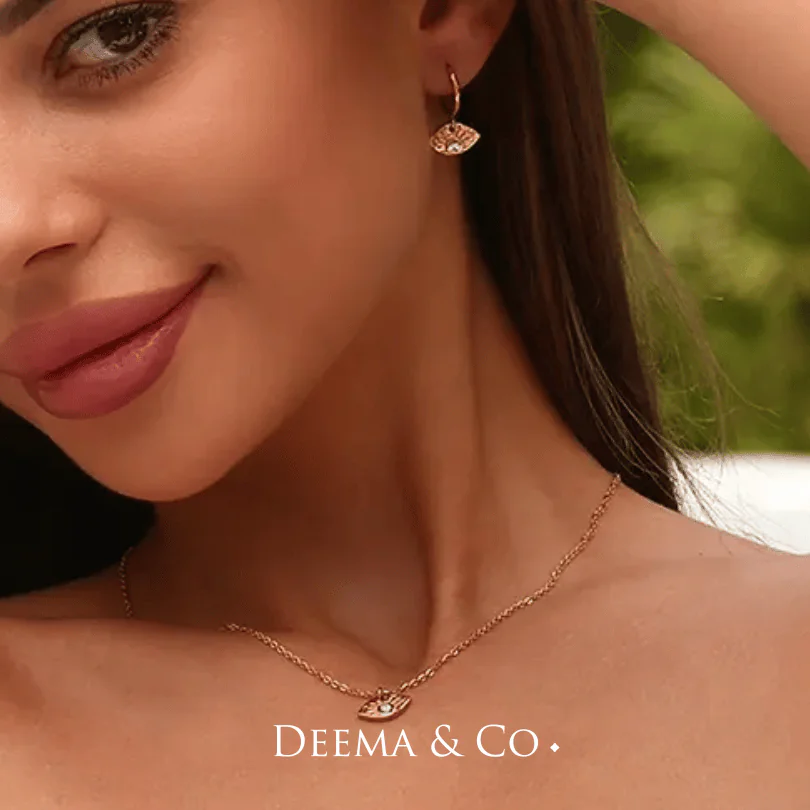 Sweatproof Water Safe Jewellery Stainless Steel PVD Plating Dainty Evil Eye Layering Necklace and Huggies Earrings Set