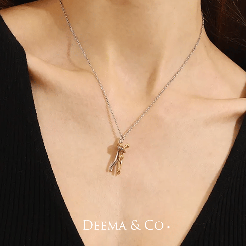 Couple, Bestie, Mom & Daughter/ Son, Husband Wife, Dad and Daughter & Son Necklace - Ruh Soul 18K Gold and Stainless Steel Tarnish FRee, Watersafe, Waterproof, Water Resistant Necklace