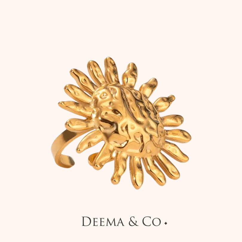 Sunflower Garisole Adjustable Ring - Waterproof Hypoallergenic