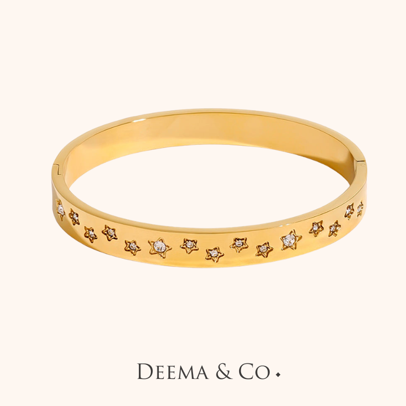 Stars Closed Non Adjustable Bangle - Waterproof, can fit up to 17cm wrist size