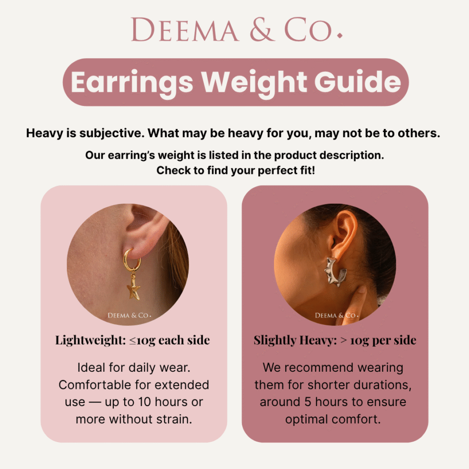 earrings weight guide earring weight comparison