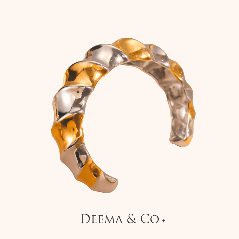 2.0 Esise Statement Bangle Duo Tone - Waterproof Non Adjustable Bangle Cuff