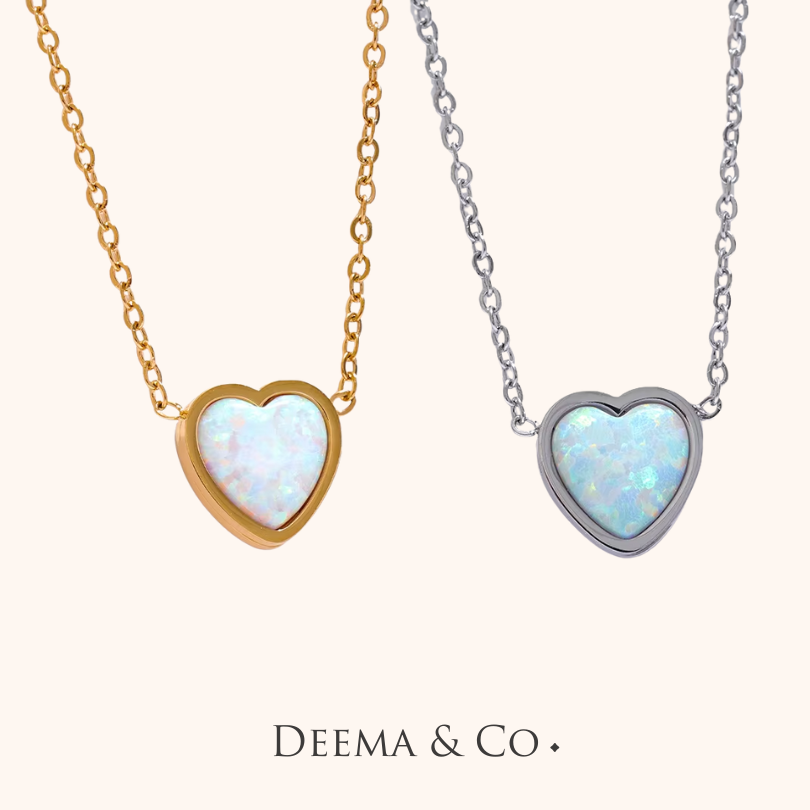 DIL FIRE OPAL GEMSTONE DAINTY NECKLACE - Waterproof Dainty Necklace for every day wear