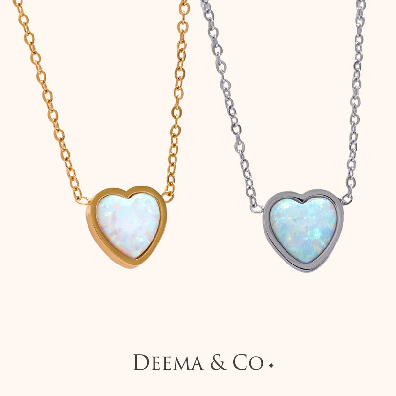 DIL FIRE OPAL GEMSTONE DAINTY NECKLACE - Waterproof Dainty Necklace for every day wear