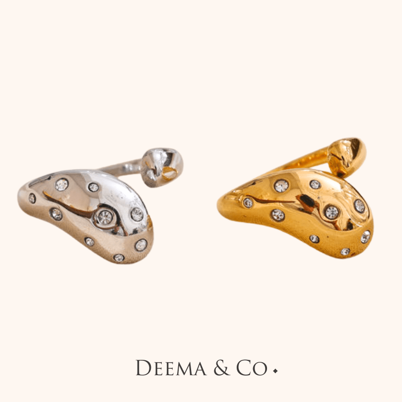 SERPENT ADJUSTABLE CZ RING - Cubiz Zirconia, Bezel Set, Safest Stone Setting, Everyday wear