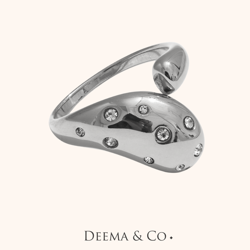 SERPENT ADJUSTABLE CZ RING - Cubiz Zirconia, Bezel Set, Safest Stone Setting, Everyday wear
