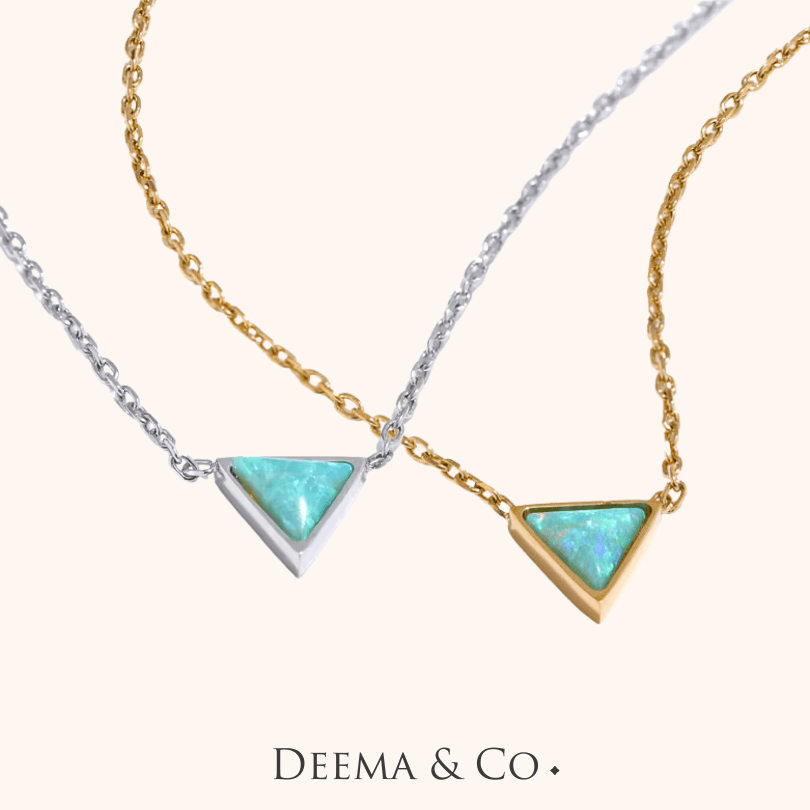 Trillioni Fire Opal Gemstone Dainty Necklace - Waterproof - Perfect for Layering with other necklaces