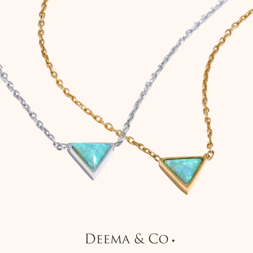 Trillioni Fire Opal Gemstone Dainty Necklace - Waterproof - Perfect for Layering with other necklaces
