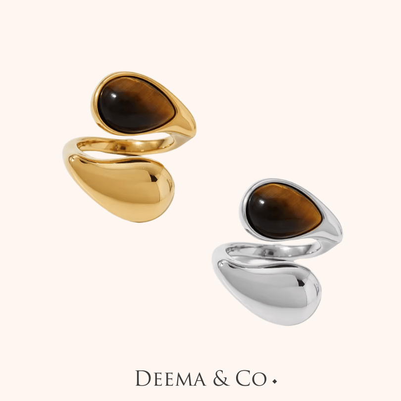 Snaaka-Statement-Gemstone-Ring - Waterproof Statement Gemstone Ring - Tigers eye Gemstone