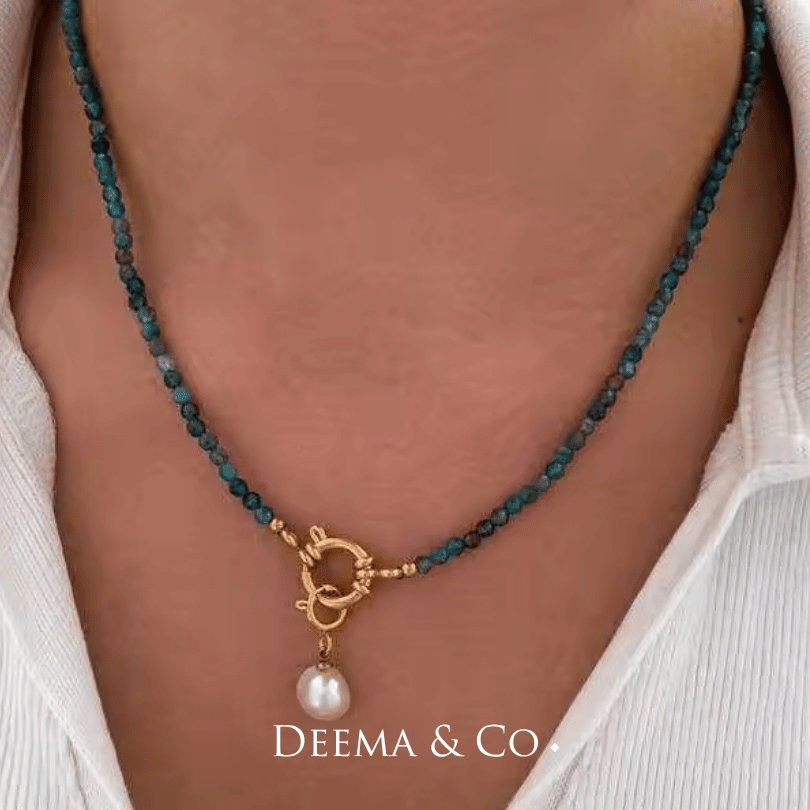 Apatite Gemstones with Pearl Necklace - Model