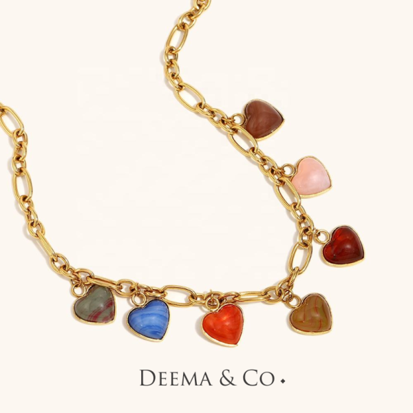 Quart, Blue Agate, Red Agate, Brown Agate, Labradorite Charms Necklace