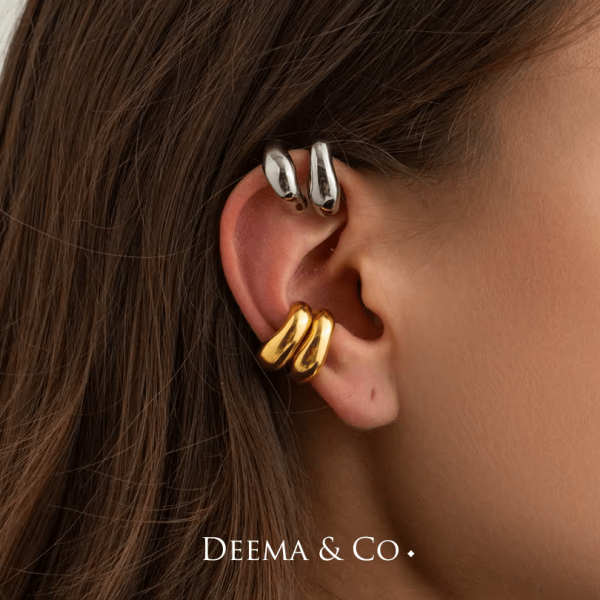 agape wave ear cuffs gold silver model